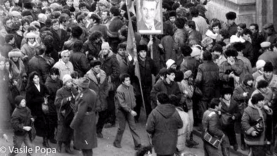 21 decembrie 1989. Imediat dupa spargerea mitingului. Foto: Vasile Popa